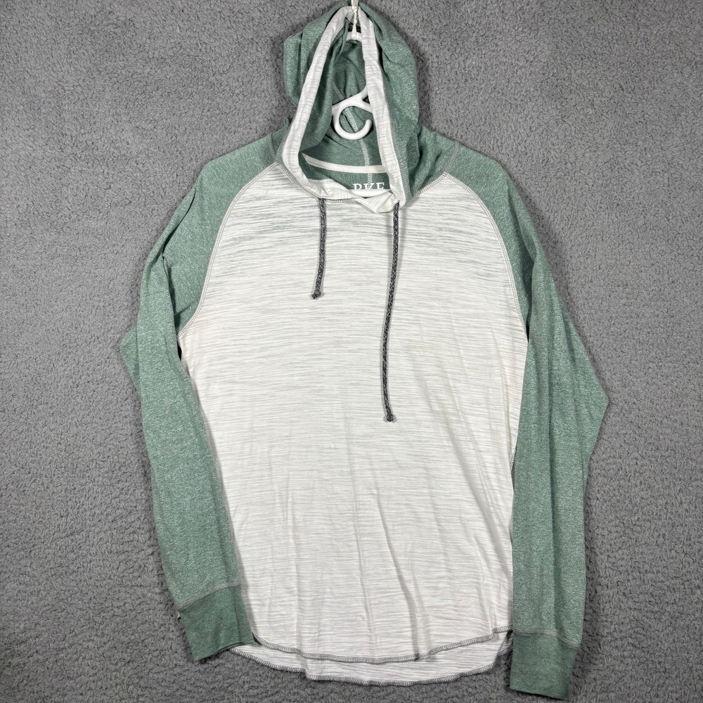 BKE Hooded Shirt Men M Green Raglan Colorblock Slub Jersey B4231 Long Sleeve